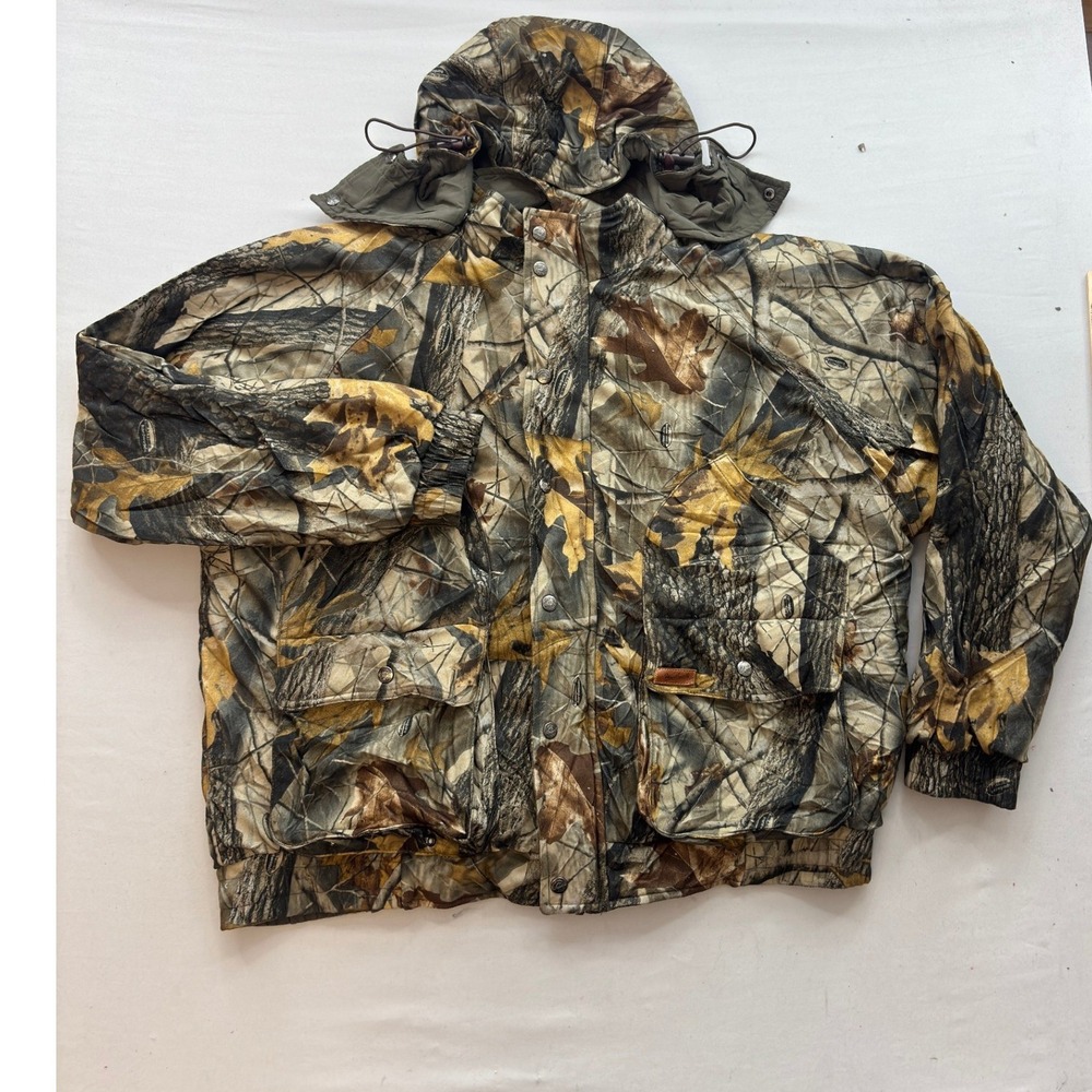 Woolrich Mens XL Reversible Camo Hunting Jacket Hardwoods Green 5504WT Detach
